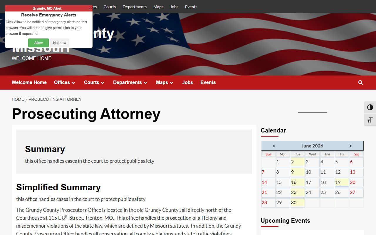 Grundy County prosecutor court records after arrest source page