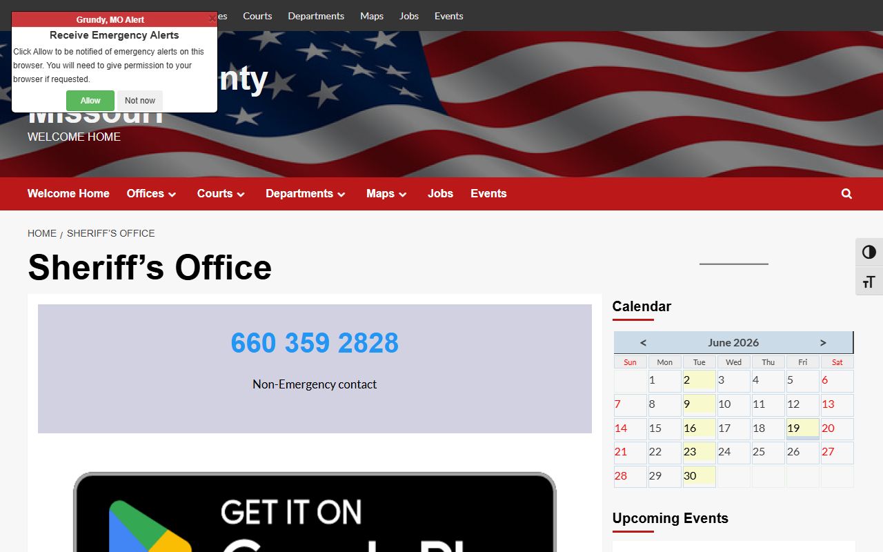 Grundy County Sheriff's Office inmate records contact page